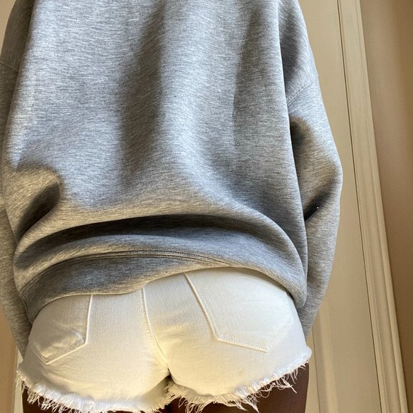 Aritzia High Rise White Frayed Shorts - Picture 8 of 9